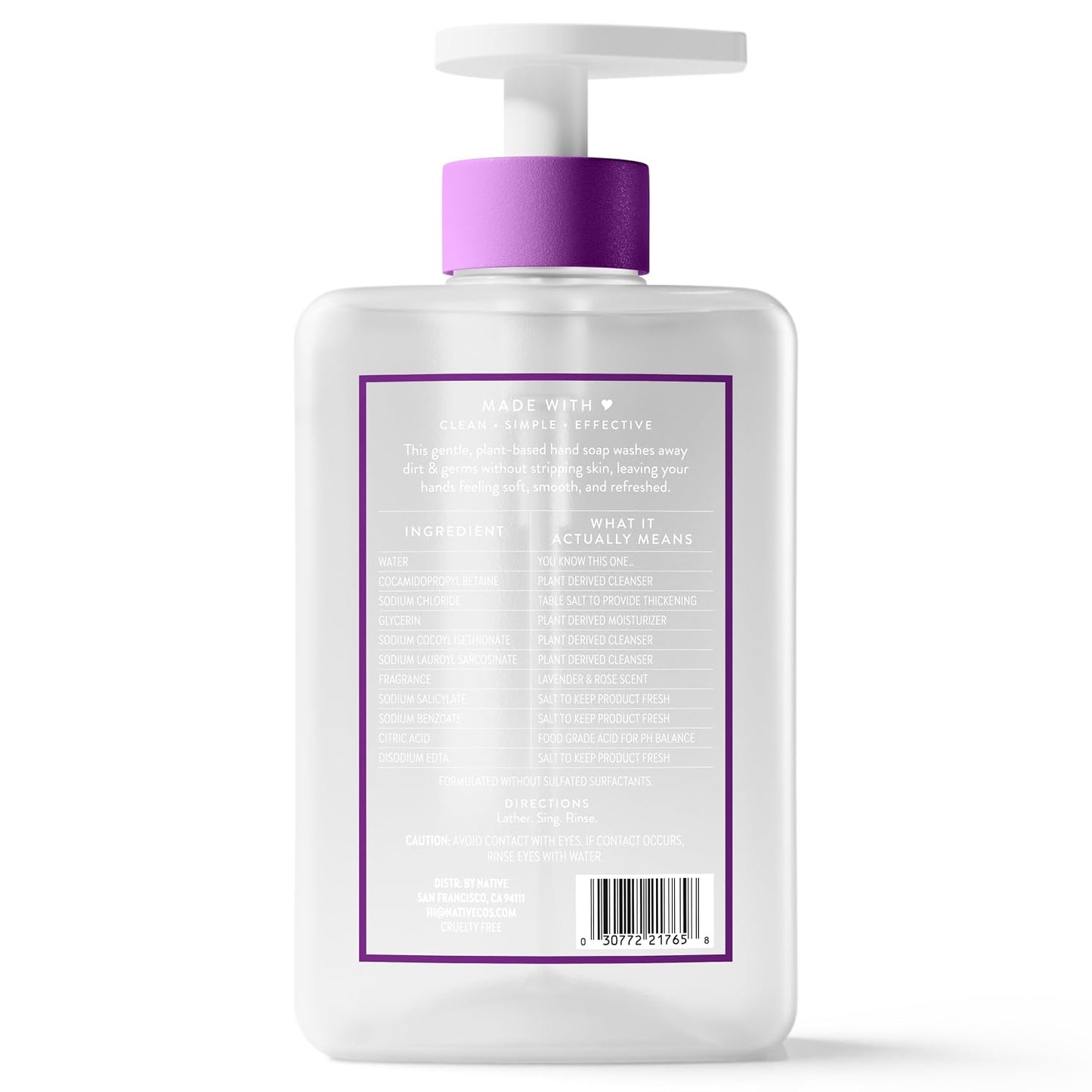 Native Liquid Hand Soap, Toasted Vanilla & Honey Scent, Non-Drying Formula for Soft, Smooth Hands, Made with Plant-Based Cleansers, Sulfate & Paraben Free, 13 oz Bottle