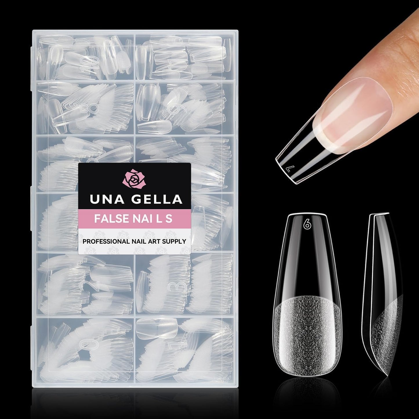 UNA GELLA 504Pcs Medium Pointed Almond Nail Tips, X-Soft Almond Gel Nails