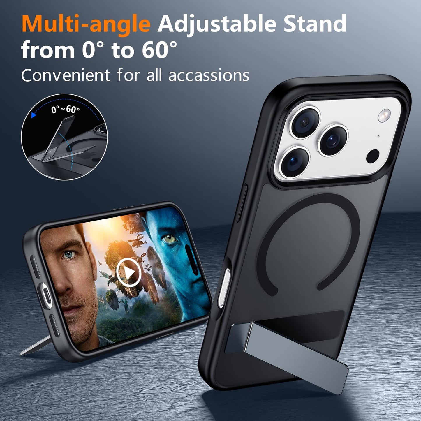 SPIDERCASE Magnetic for iPhone 17 Pro Max Case,with Kickstand,Clear