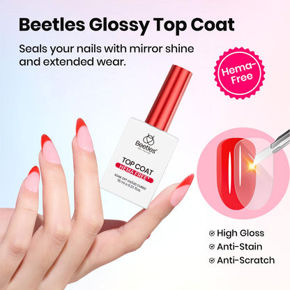 Beetles 2 Pcs 15ml No Wipe Gel Top Coat and Base Coat Set