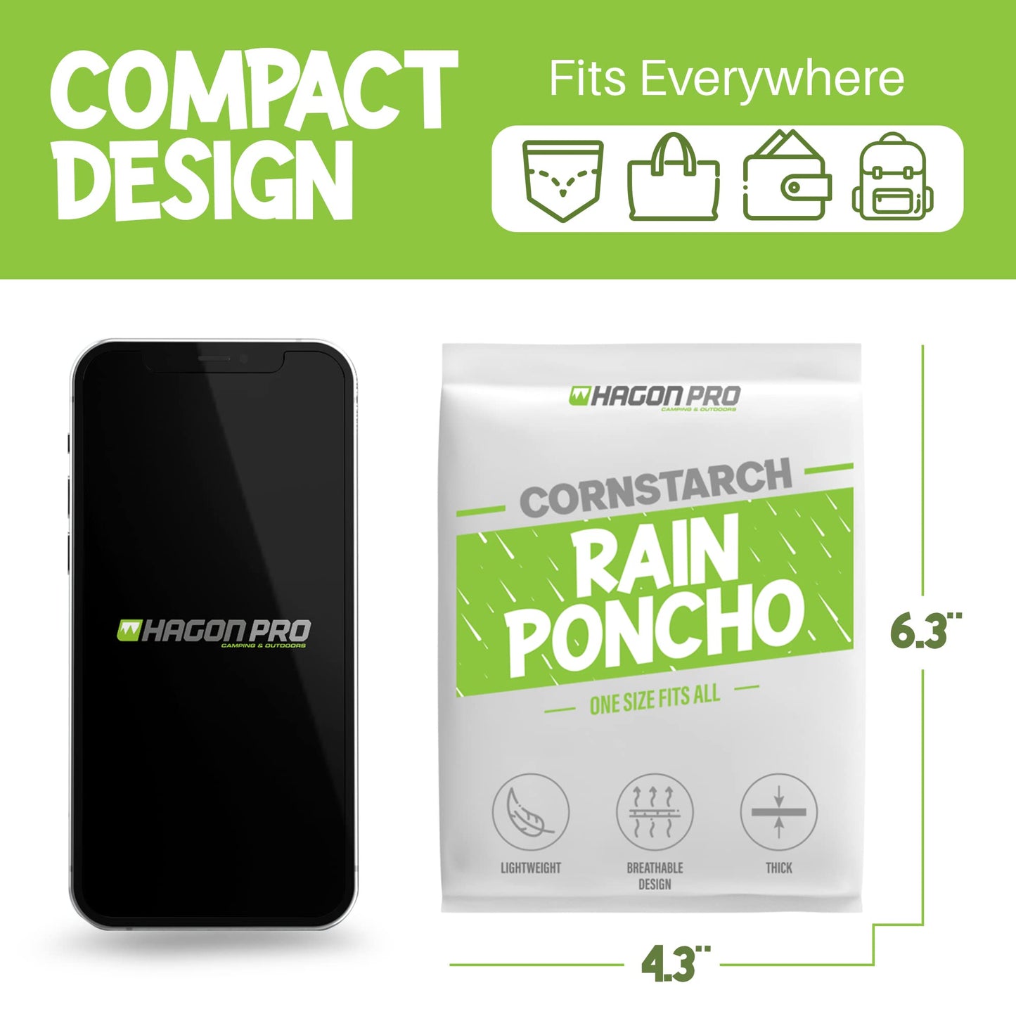 Hagon PRO Disposable Rain Ponchos for Adults (5 Pack)