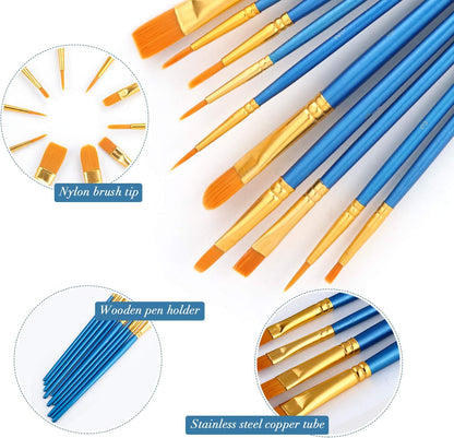 AROIC 10 Pcs Paint Brushes, Acrylic Oil Watercolor Painting Brush Set