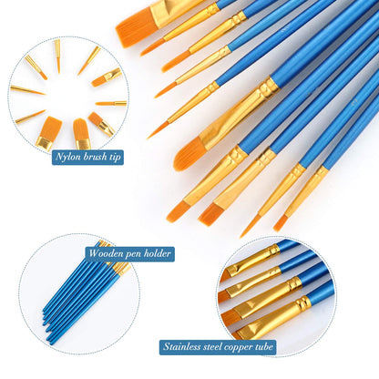 AROIC 10 Pcs Paint Brushes, Acrylic Oil Watercolor Painting Brush Set
