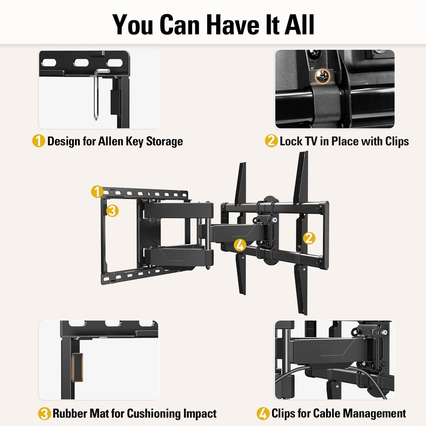 Mounting Dream Full Motion TV Wall Mount for 32-70 Inch TVs up to 99lbs