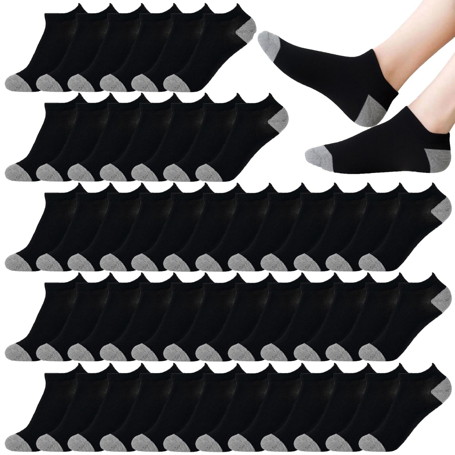 12-30 Pairs Low Cut Ankle Socks for Women No Show Casual Breathable Athletic Socks Bulk for Sport