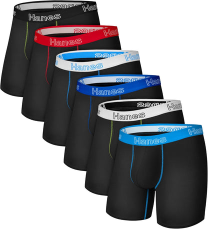 Hanes Men's Boxer Brief Underwear Pack, Stretch Cotton Boxer Briefs for Men, Moisture-wicking, 6-pack