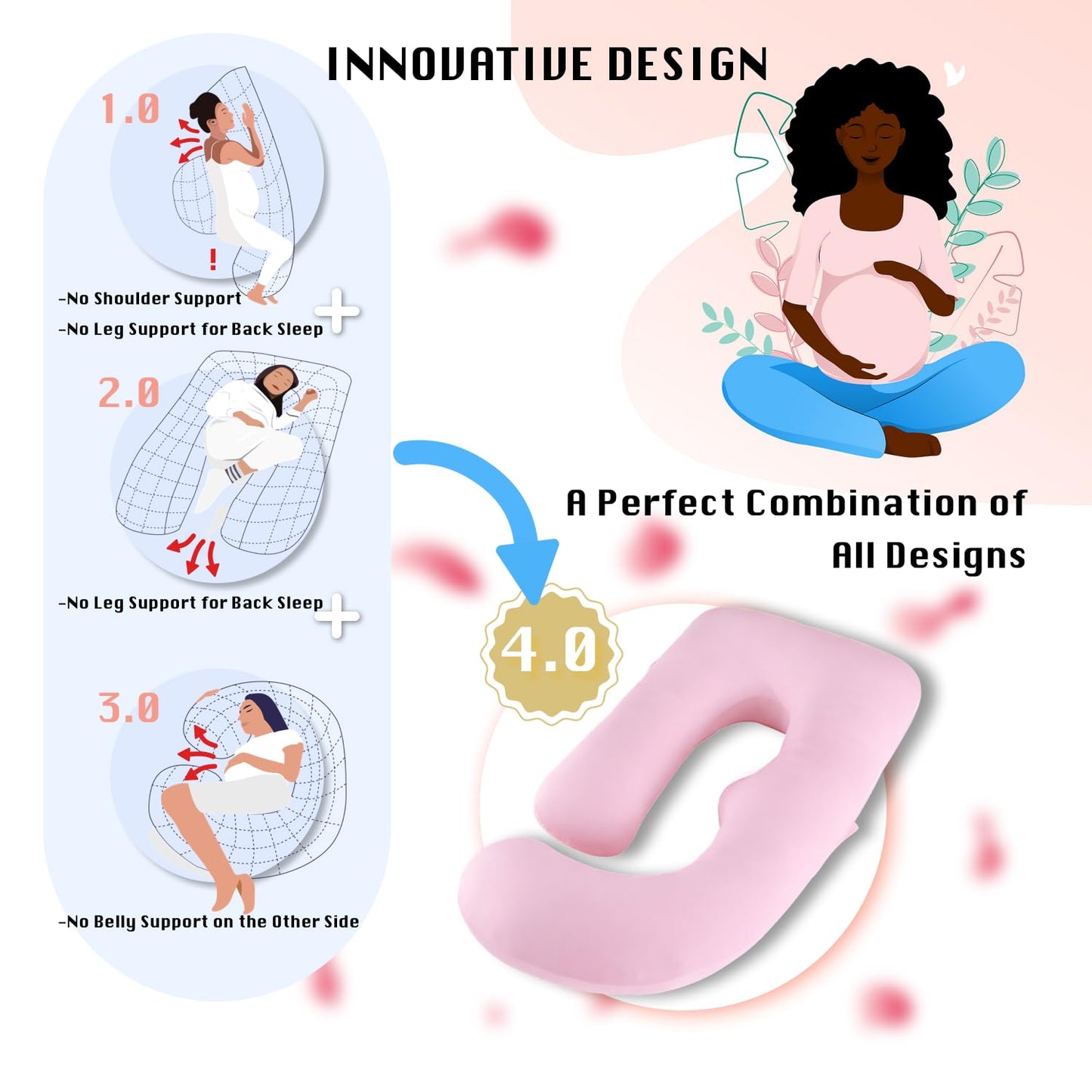 ALLOPERA Pregnancy Pillow, Full Body Maternity Pillow 57 inch, with Removable Washable Cover - Sleep Support for Legs, Back, Neck, Shoulder, HIPS, Belly, Velvet Cover-Grey-Dark Blue