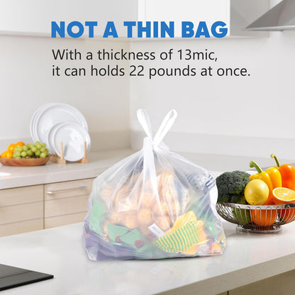 LimonLaviu Plastic Bags - 100 Pack (11.5'x 6.5" x 21') with Handles for Small Business, Restaurants, Grocery & Trash