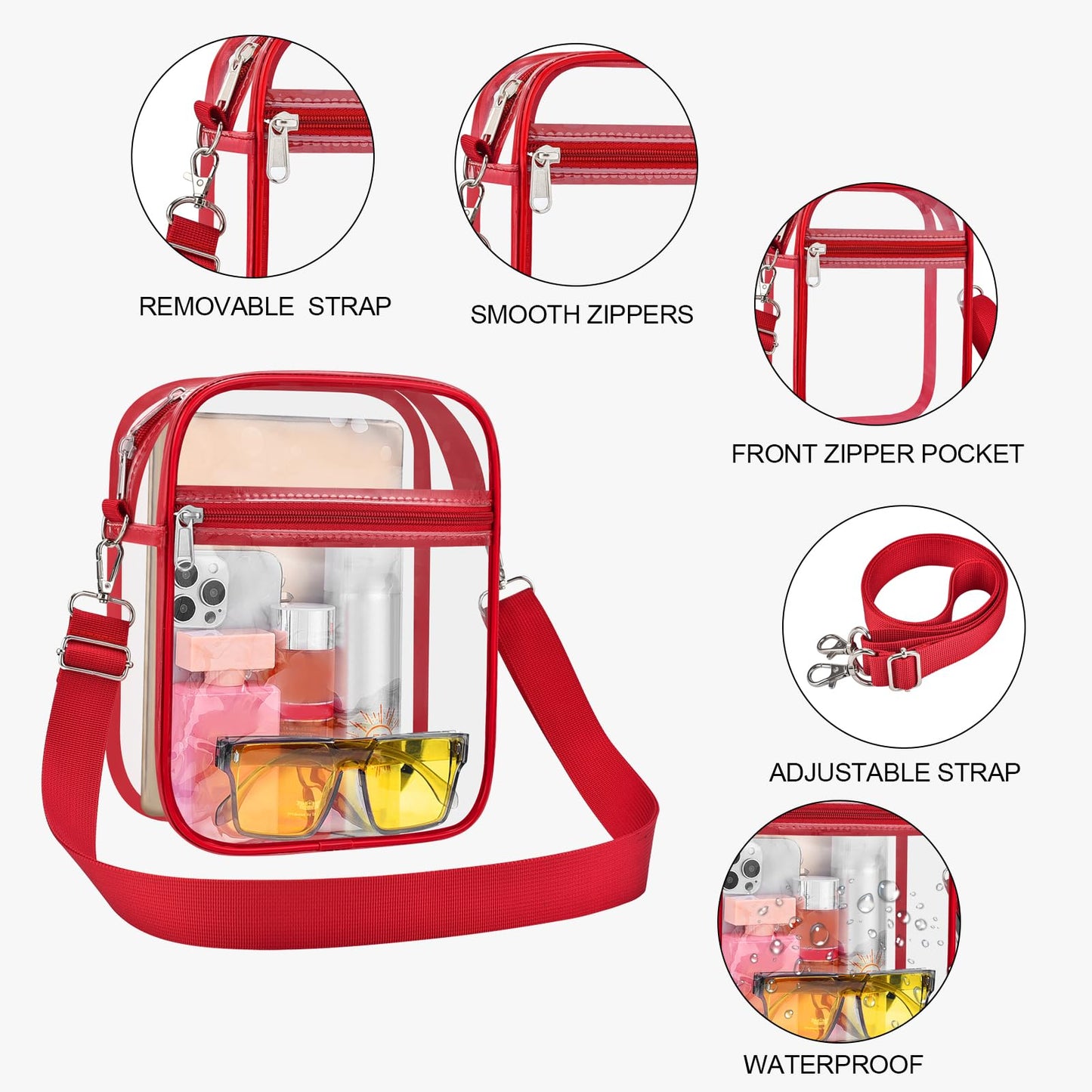 USPECLARE Clear Purse for Stadium Events Transparent Messenger Bag