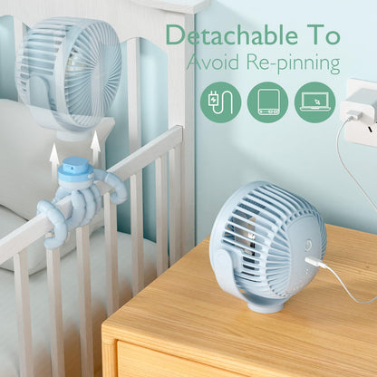 Momcozy 8000mAh Portable Stroller Fan | 27H Ultra-long Battery Life
