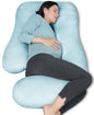 MOON PARK Pregnancy Pillows for Sleeping - U Shaped Full Body Maternity Pillow with Removable Cover - Support for Back, Legs, Belly, HIPS - 65 Inch - Aquamarine