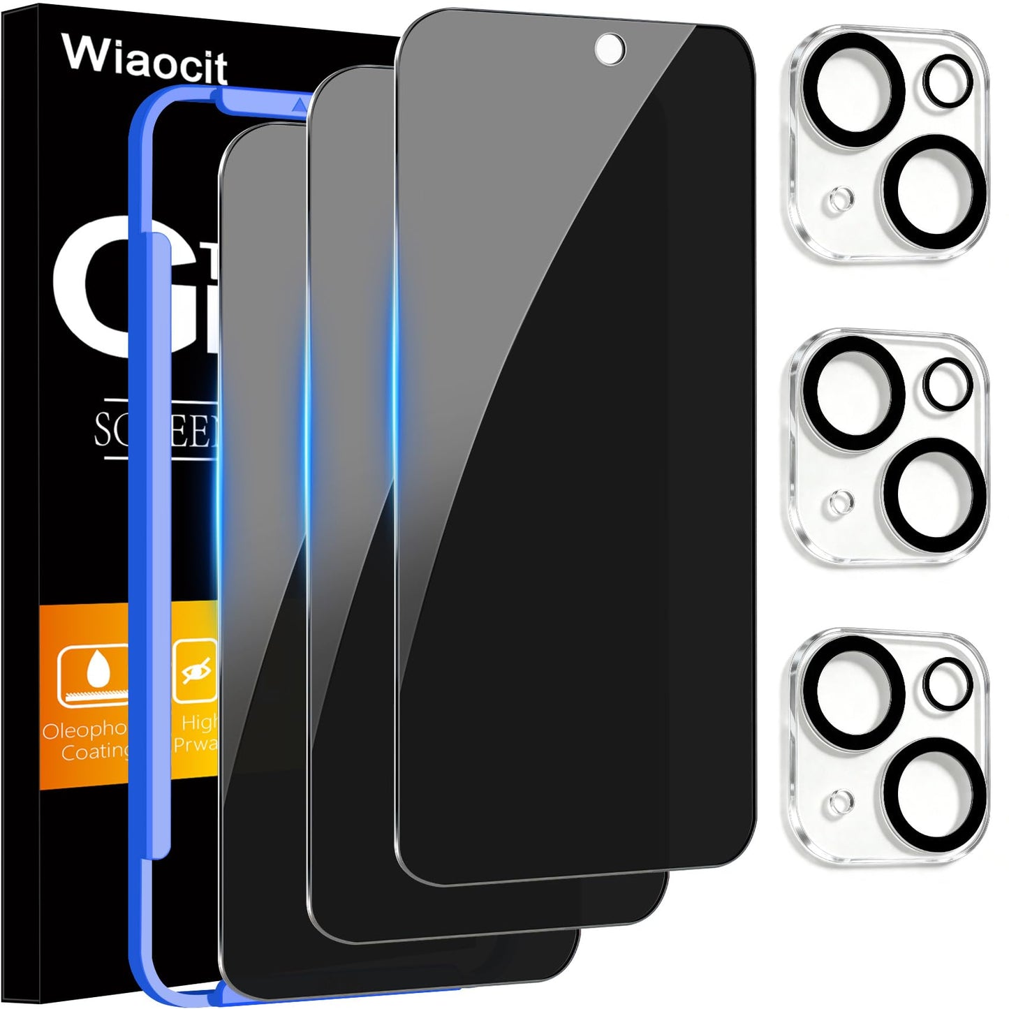 Wiaocit Tempered Glass Privacy Screen Protector for iPhone 15 Pro
