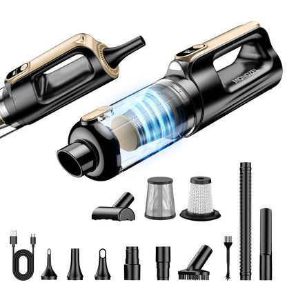 MONOZEL Car Vacuum Portable Cordless, 18000Pa 2 in 1 Vacuum Cleaner&Air Duster, 130W Brushless Motor Handheld Vacuum Cordless with 7800mAh Battery, LED Light, Multi-Nozzles for Car, Home, Office, Pet