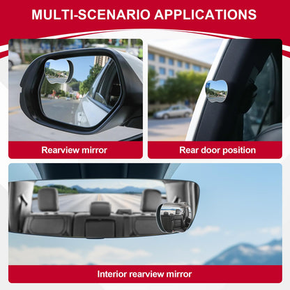 LivTee Blind Spot Mirror, 2" Round HD Glass Frameless Convex Rear View Mirrors Exterior Accessories with Wide Angle Adjustable Stick for Car SUV and Trucks, Pack of 2