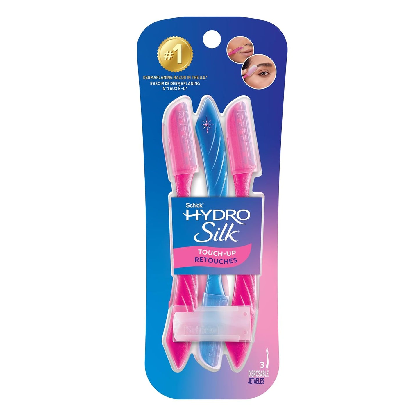 Schick Hydro Silk Touch-Up Dermaplane Razor for Women Face, 3 ct