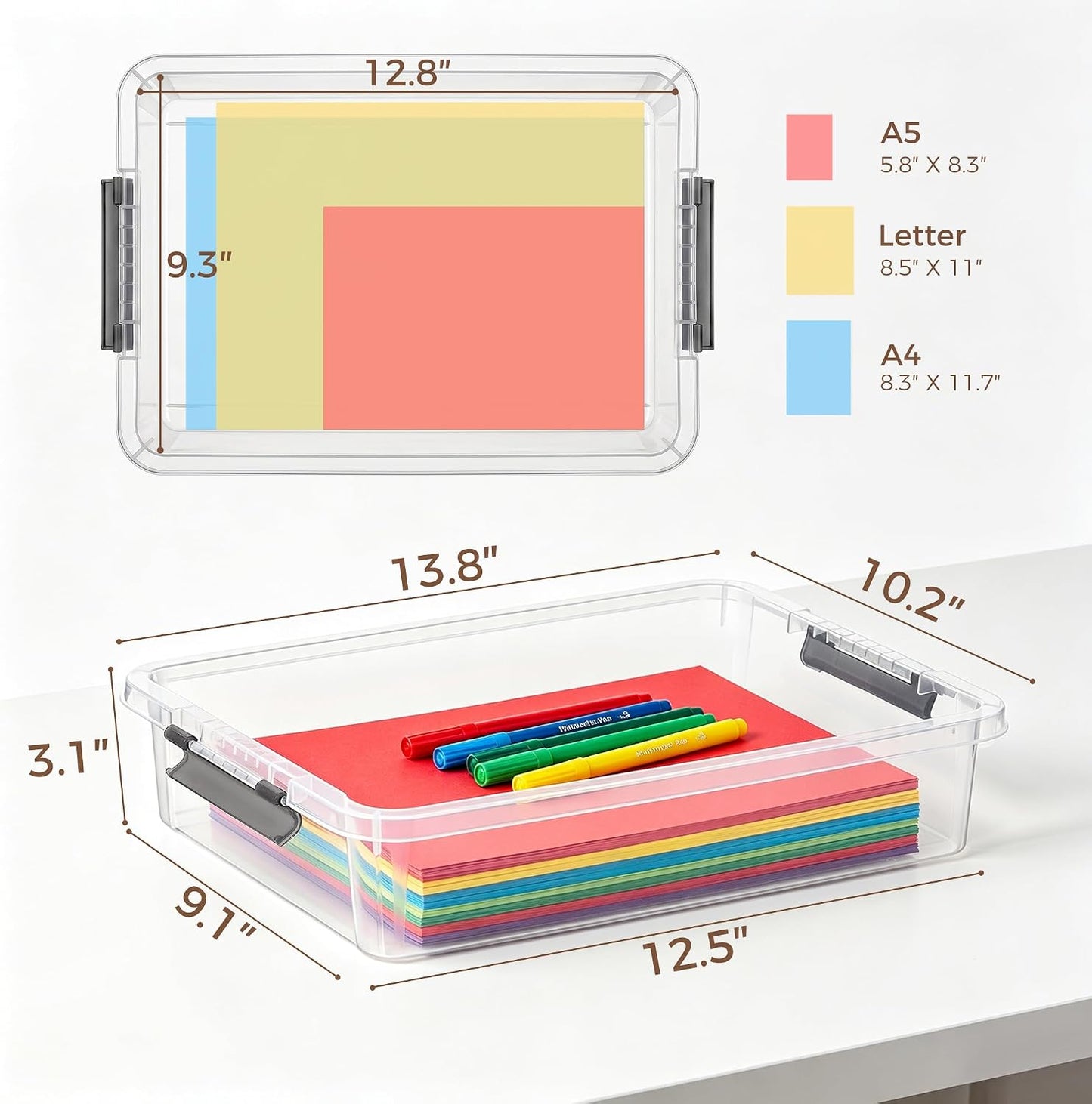 Citylife 6Qt 4Packs Clear Craft Organizers and Storage BOX, Sensory Bins