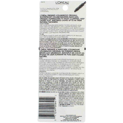 L’Oreal ParisVoluminous Waterproof Volume Building Mascara, Black [360], 0.28 oz (Pack of 3)