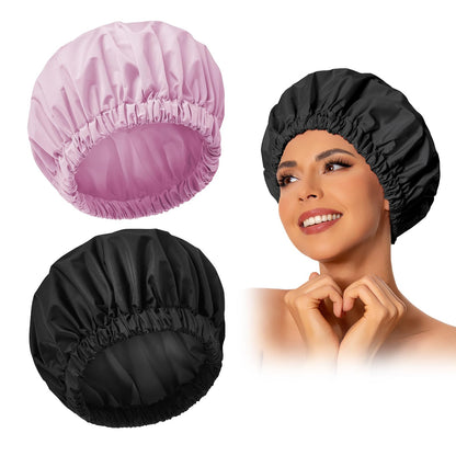 Edoneery Shower Caps for Women Reusable Waterproof, Shower Hair Cap