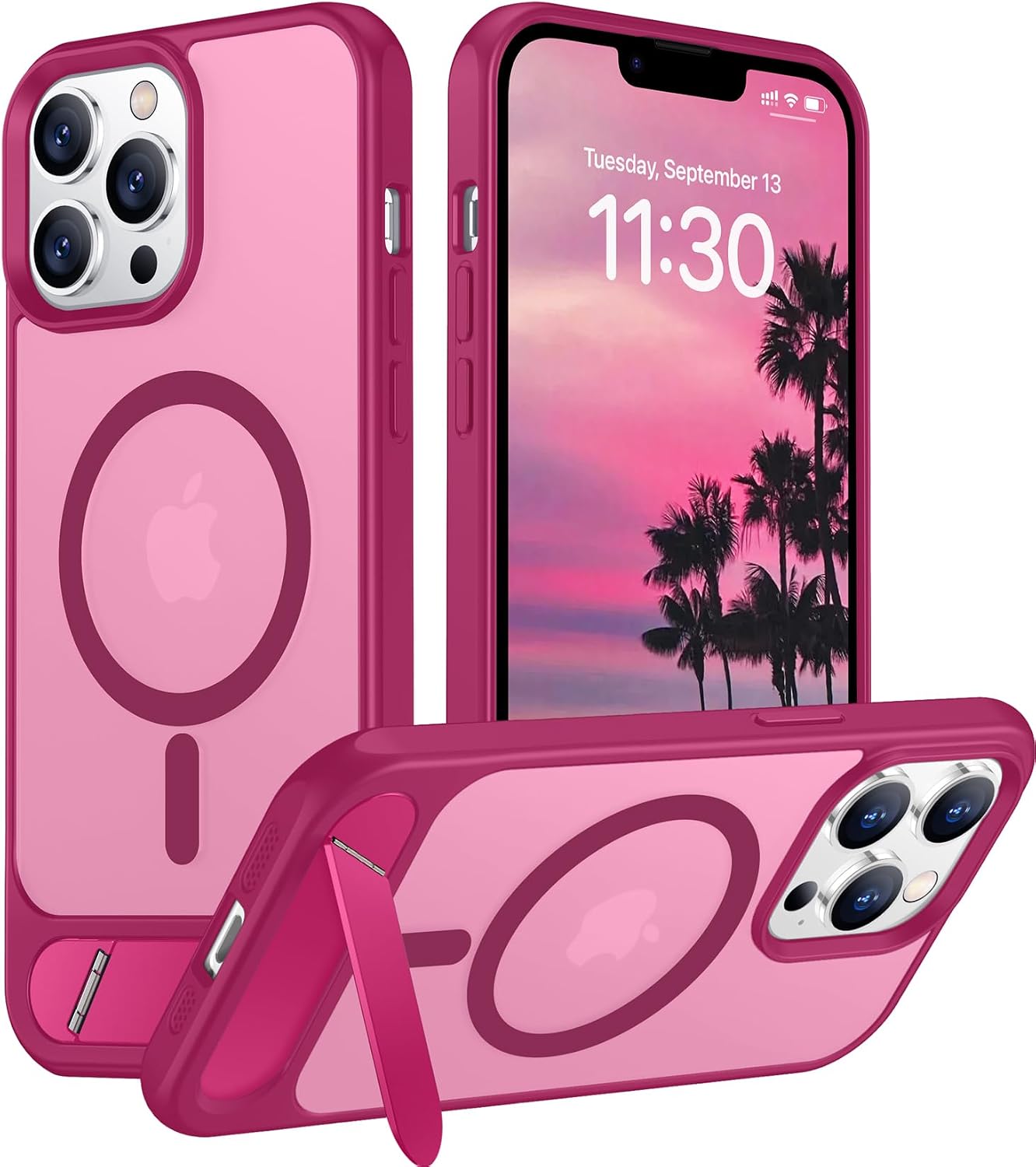 Magnetic Compatible with iPhone 14 Pro Max Case, [Built-in Invisible Kickstand][Compatible with MagSafe] [Military Grade Shockproof] Slim Translucent Matte Phone Case for iPhone 14 Pro Max 6.7"