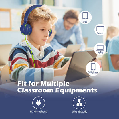 AILIHEN I35 Kids Headphones for School with Mic, 93dB Safe Volume, Orange