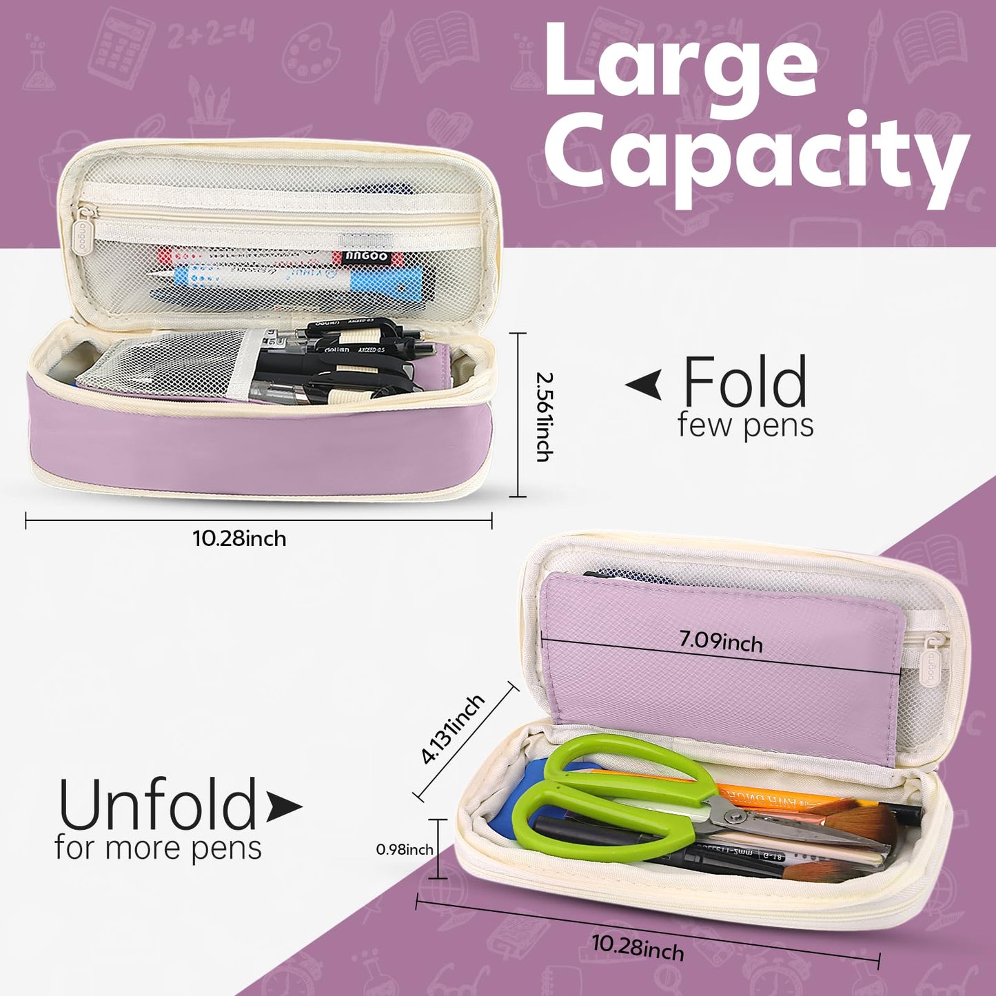 PUPTILY Pencil Case, Large Capacity Aesthetic Pencil Cases with Durable Zipper, Big Stationery Pencil Pouch for Women & Men, Adults Portable Storage Organizer Bag for College, Office, Travel (Green)