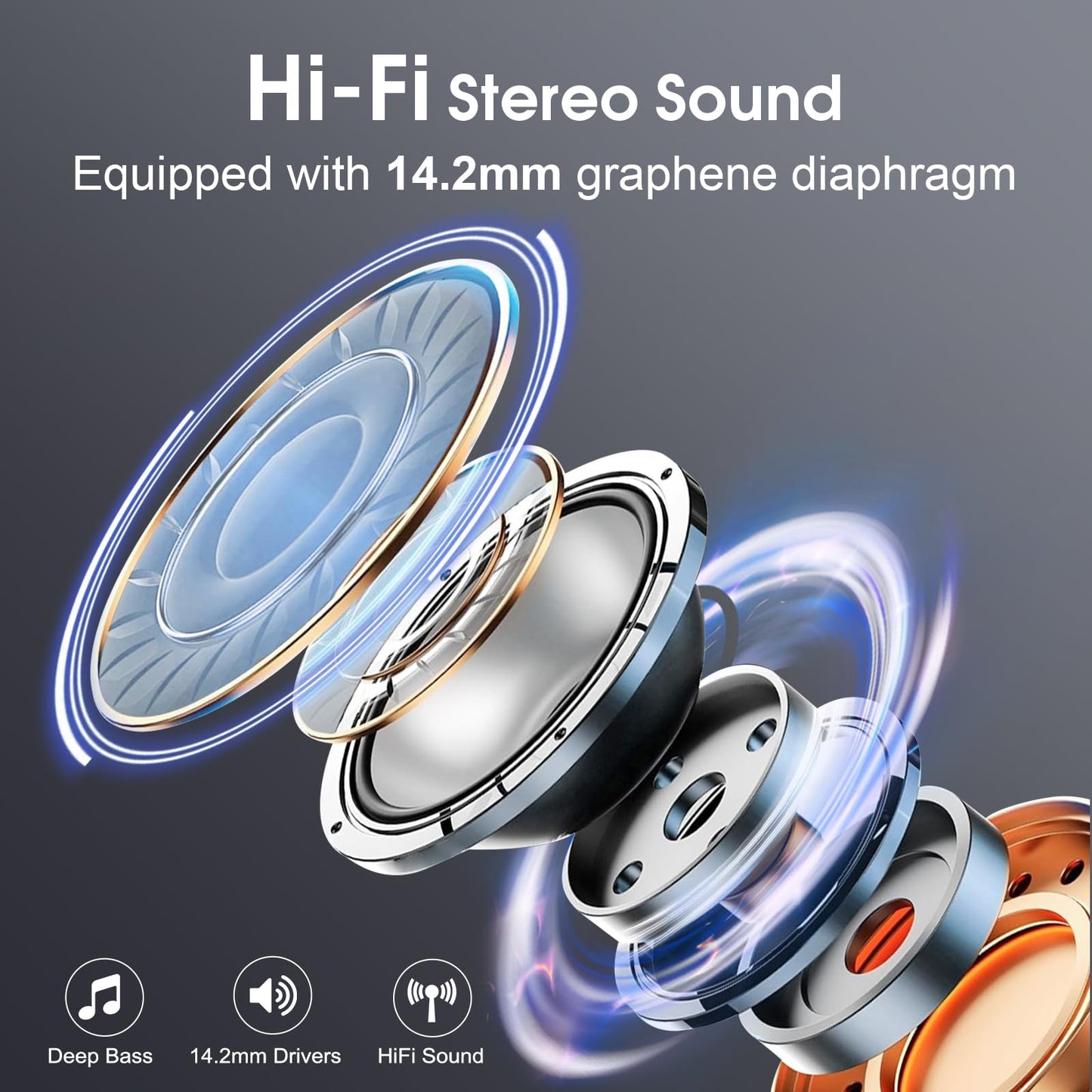 Wireless Earbuds 75H Bluetooth 5.4 Sport Headphones with Earhooks, Black