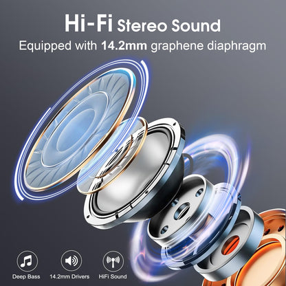 Wireless Earbuds 75H Bluetooth 5.4 Sport Headphones with Earhooks, Black