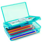 Double Layer Plastic Clear Hard Colored Pencil Box Case Pen Crayon Box