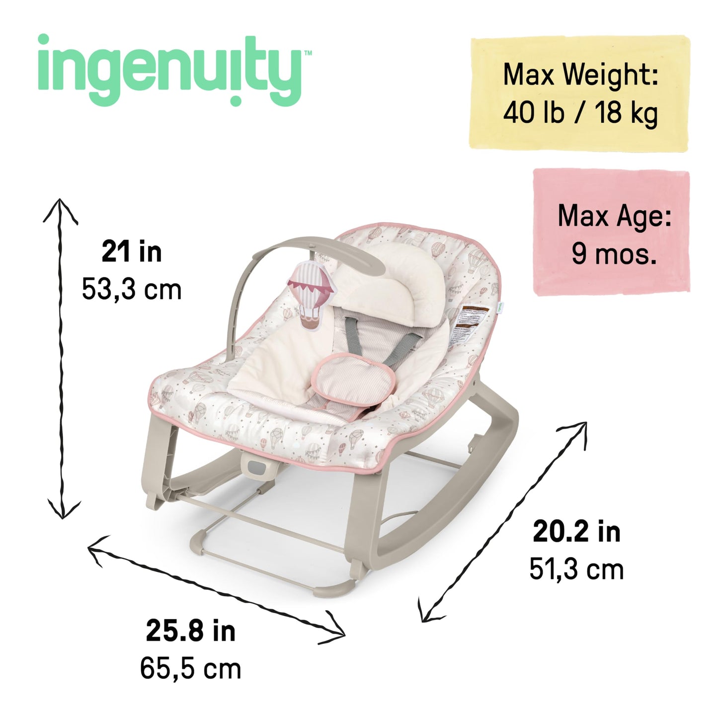 Ingenuity Keep Cozy 3-in-1 Grow with Me Vibrating Baby Bouncer, Seat & Infant to Toddler Rocker, Vibrations & -Toy Bar, 0-30 Months Up to 40 lbs (Weaver)