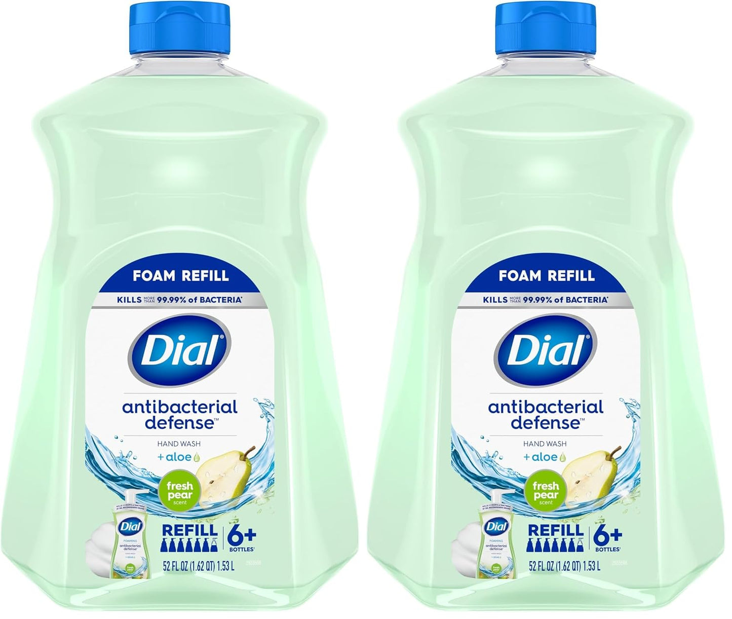 Dial Antibacterial Defense Foaming Hand Soap Refill, Spring Water, 52 Fl Oz