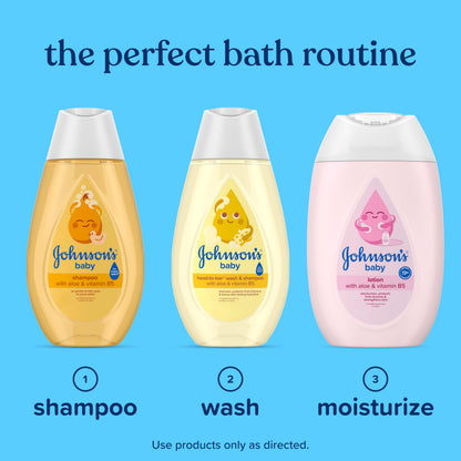 Johnson's Baby Shampoo with Aloe Vera & Vitamin B5, Tear Free, Newborn Essentials, No added Parabens & Sulfates, Hypoallergenic, Baby Essentials, 20.3 fl. oz