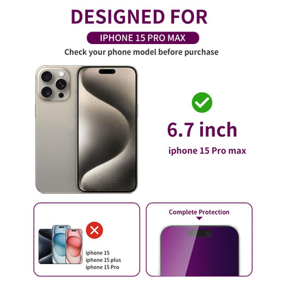 2 Pack Privacy Screen Protector for iPhone 17 Pro Max Tempered Glass 6.9'' Private Saver Anti-Spy Eye Protection Anti-Scratch Full Coverage No Bubble