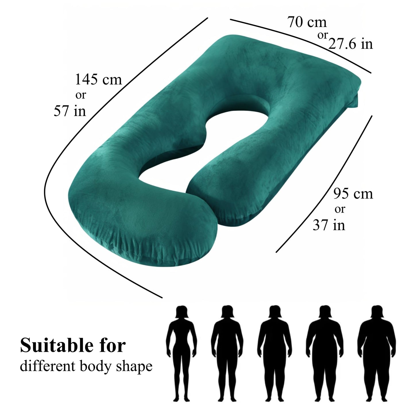 ALLOPERA Pregnancy Pillow, Full Body Maternity Pillow 57 inch, with Removable Washable Cover - Sleep Support for Legs, Back, Neck, Shoulder, HIPS, Belly, Velvet Cover-Grey-Dark Blue