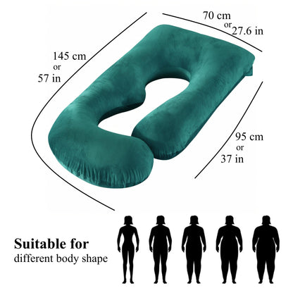 ALLOPERA Pregnancy Pillow, Full Body Maternity Pillow 57 inch, with Removable Washable Cover - Sleep Support for Legs, Back, Neck, Shoulder, HIPS, Belly, Velvet Cover-Grey-Dark Blue