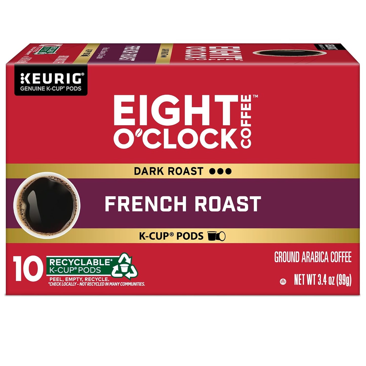 Eight O'Clock Coffee Hazelnut, Single-Serve Keurig K-Cup Pods, Flavored Medium Roast Coffee Pods, 96 Count