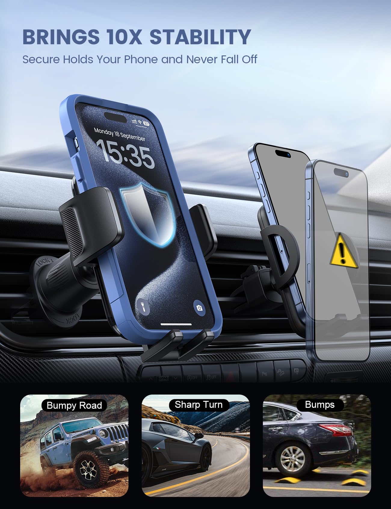 Lamicall 2026 Wider Clamp & Metal Hook Car Phone Holder Vent Accessories