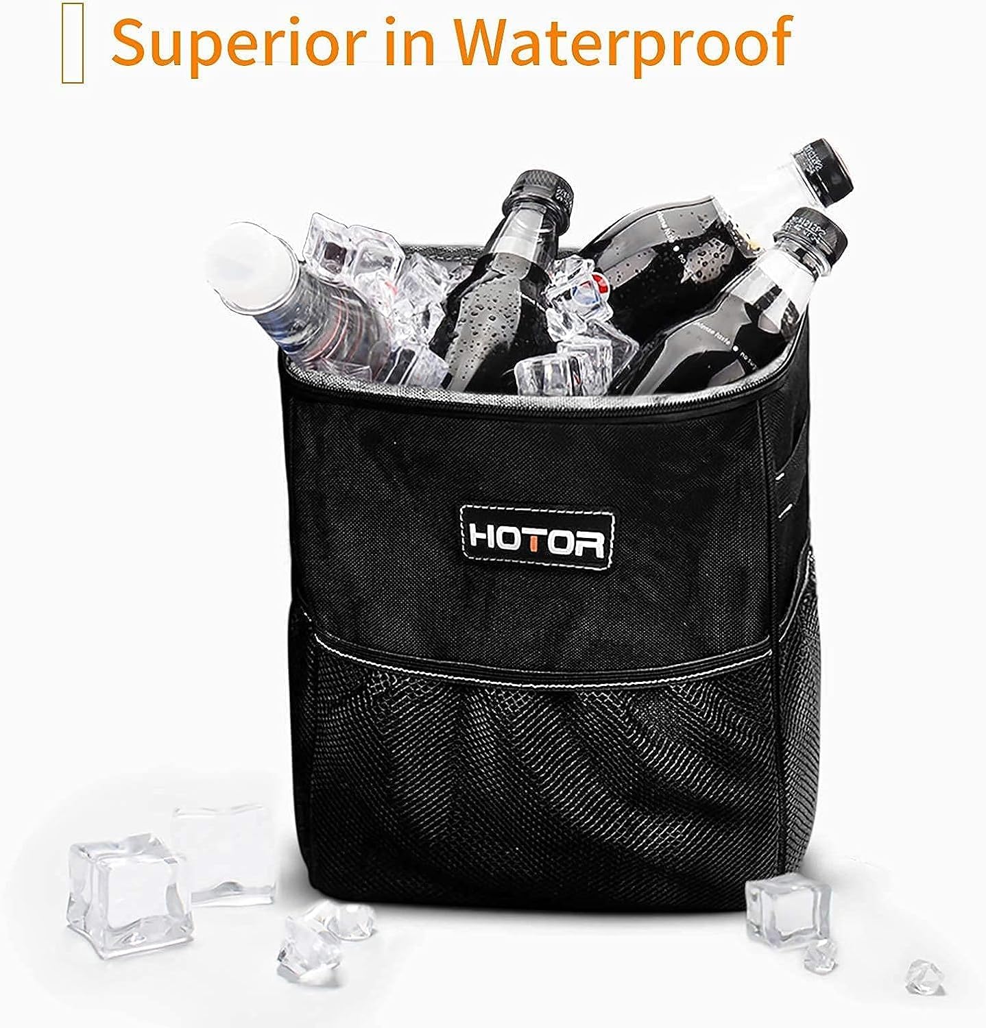 HOTOR Car Trash Can, Leakproof Car Organizer, 2-Gallon, Black