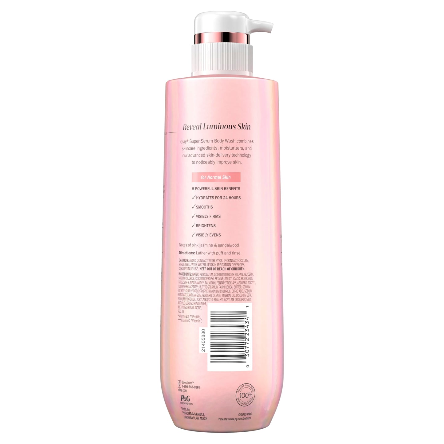 Olay Super Serum Body Wash for Extra Dry Skin, 24hr Long Lasting Rich Hydration, 5+ Ingredient Complex for Bright, Even, Firm, & Luminous Skin, with Collagen Peptide, Vitamin C & Shea Butter, 20 fl oz