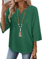 WIHOLL 3/4 Length Sleeve Womens Tops Boho V Neck Lace Shirt Trendy Blouses Dressy Casual Vacation Clothes S-3XL
