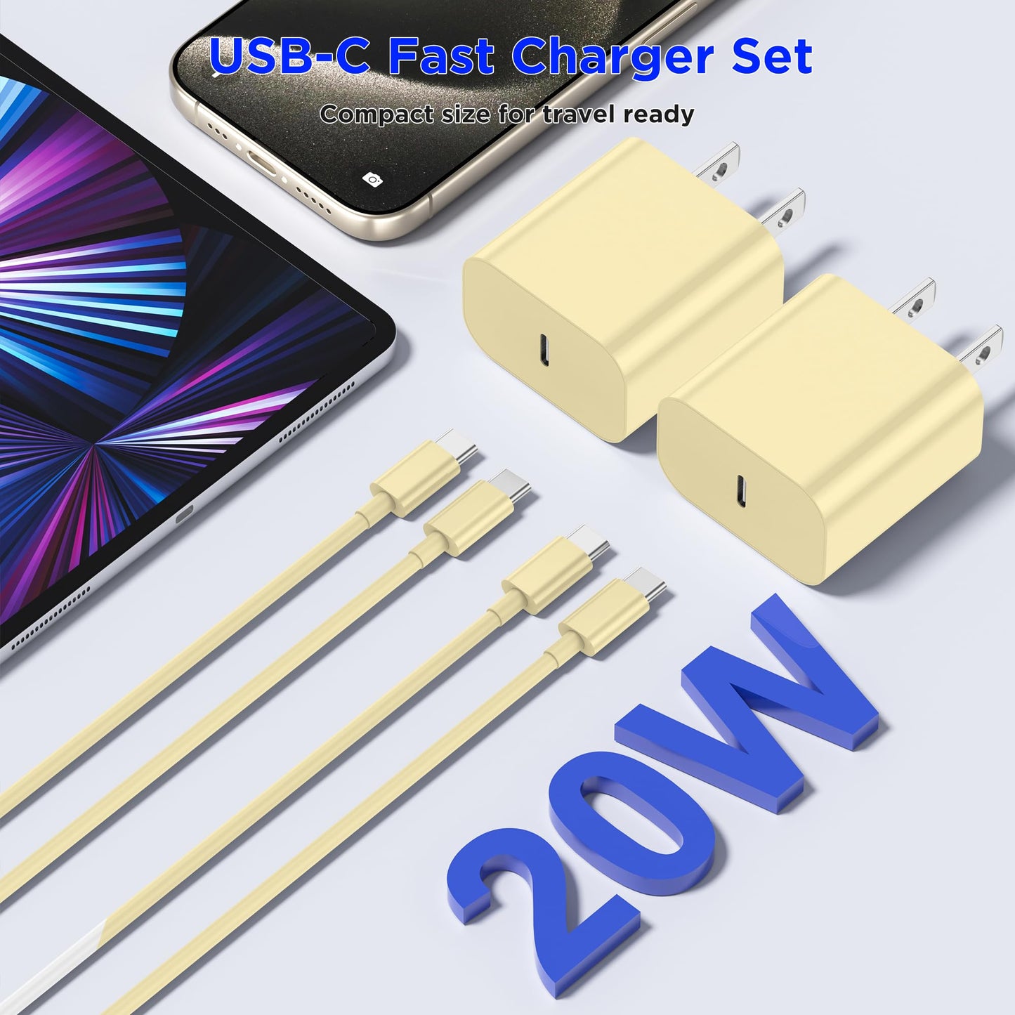 iPhone 17 16 15 Charger Fast Charging,2Pack 20W Apple iPad USB C Wall Charger Block with 6FT USB C to C Cable for iPhone 17/Pro/Pro Max/17 Air/ 16/16 Pro/16 Pro Max/15/Plus/Pro/Pro Max