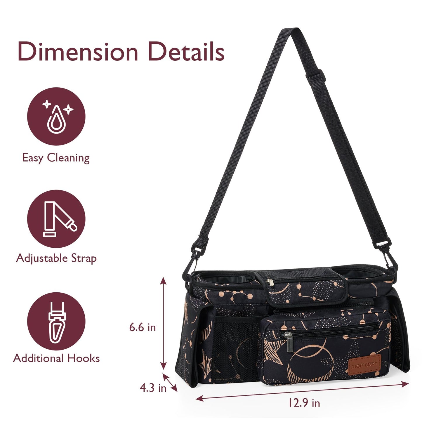 Momcozy Universal Stroller Organizer with Insulated Cup Holder