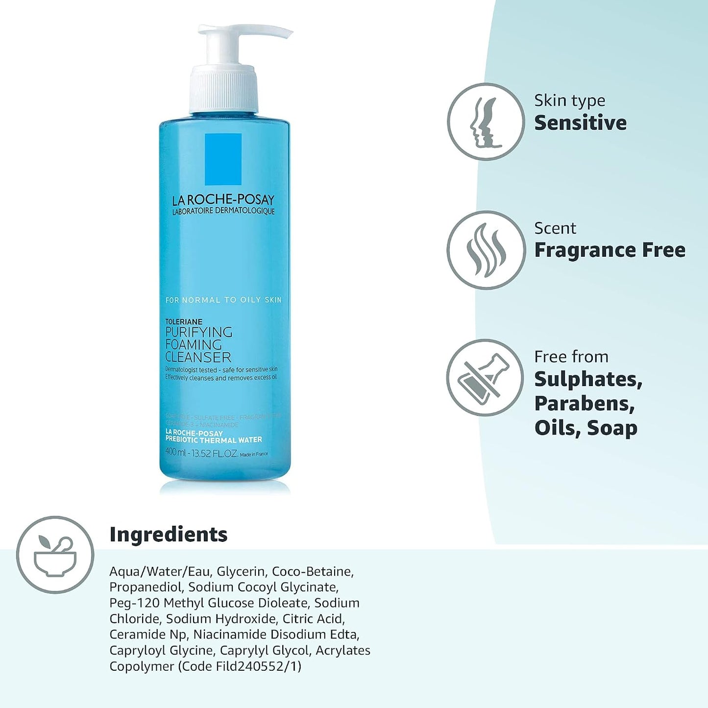 La Roche-Posay Toleriane Purifying Foaming Facial Cleanser with Niacinamide