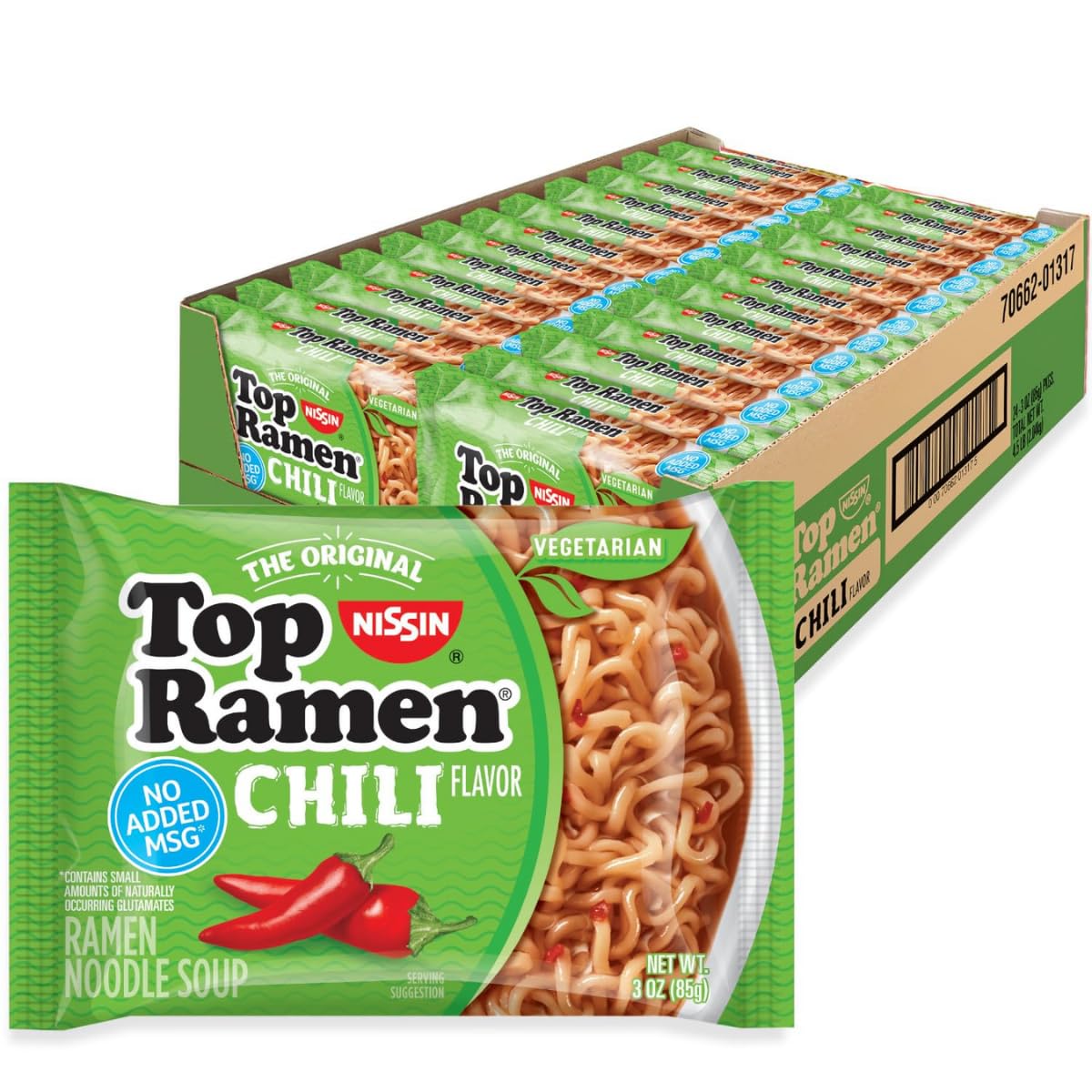 Nissin Top Ramen Noodle Soup, Chicken, 3 Ounce (Pack of 24)