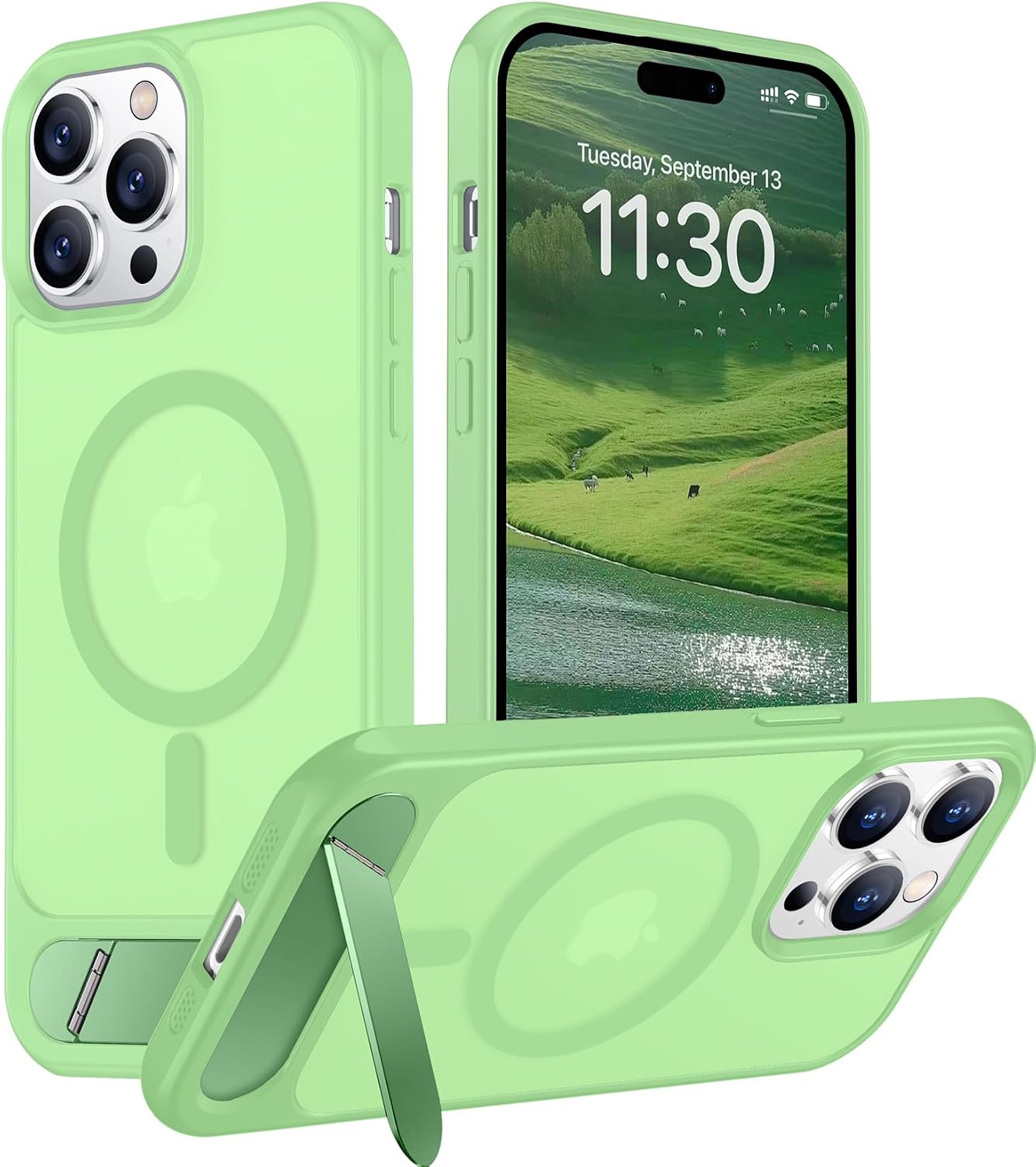 Magnetic Compatible with iPhone 14 Pro Max Case, [Built-in Invisible Kickstand][Compatible with MagSafe] [Military Grade Shockproof] Slim Translucent Matte Phone Case for iPhone 14 Pro Max 6.7"