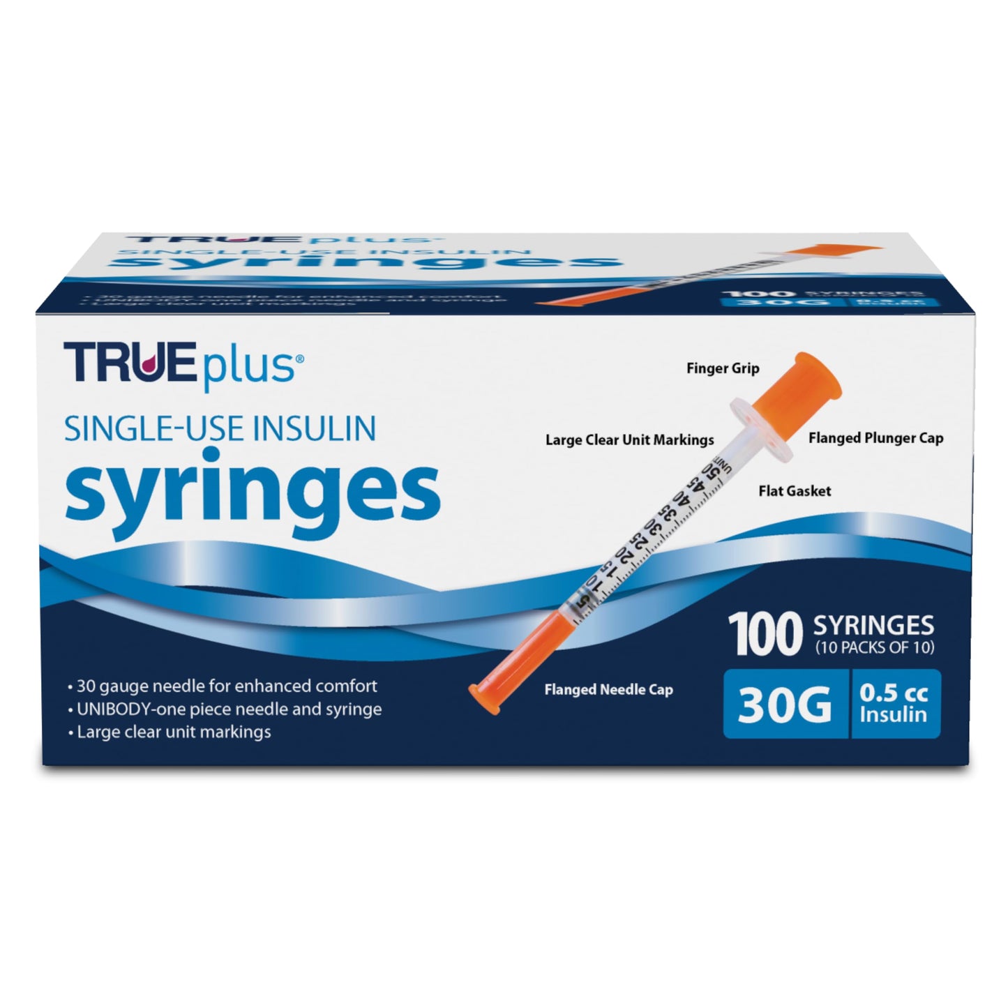 TRUEplus Single-Use Insulin Syringes, 31G, 0.3cc, 5/16 Inch, 100 Count