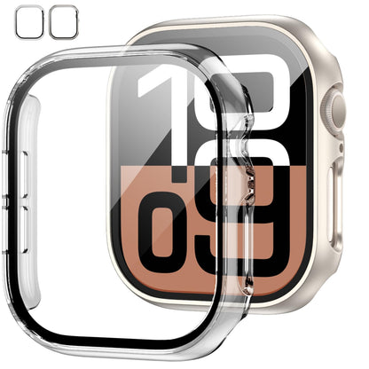 JZK Screen Protector Case for Apple Watch Series 11/10 42mm,Purple+Clear