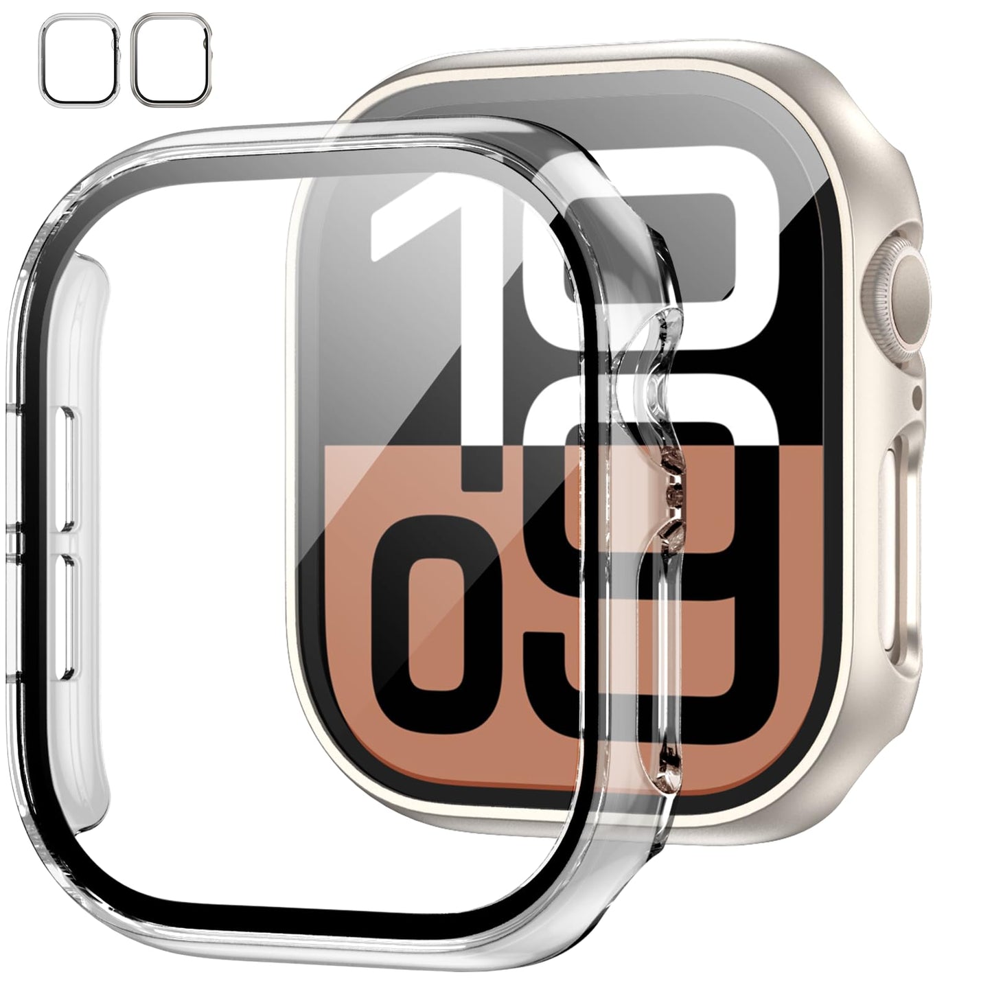 JZK Screen Protector Case for Apple Watch Series 11/10 42mm,Purple+Clear
