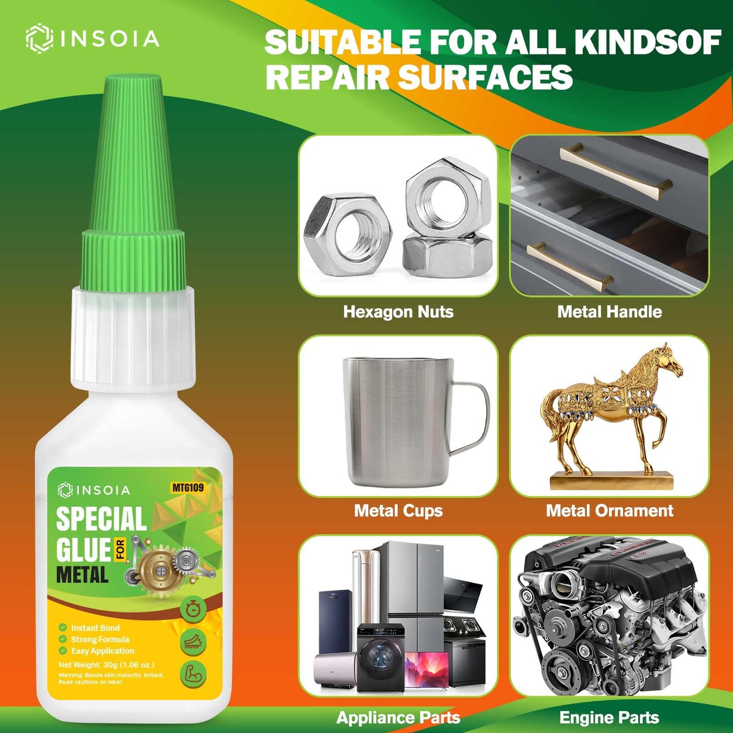 INSOIA Super Medium CA Glue, 20g, Strong Bond, with Precision Tips