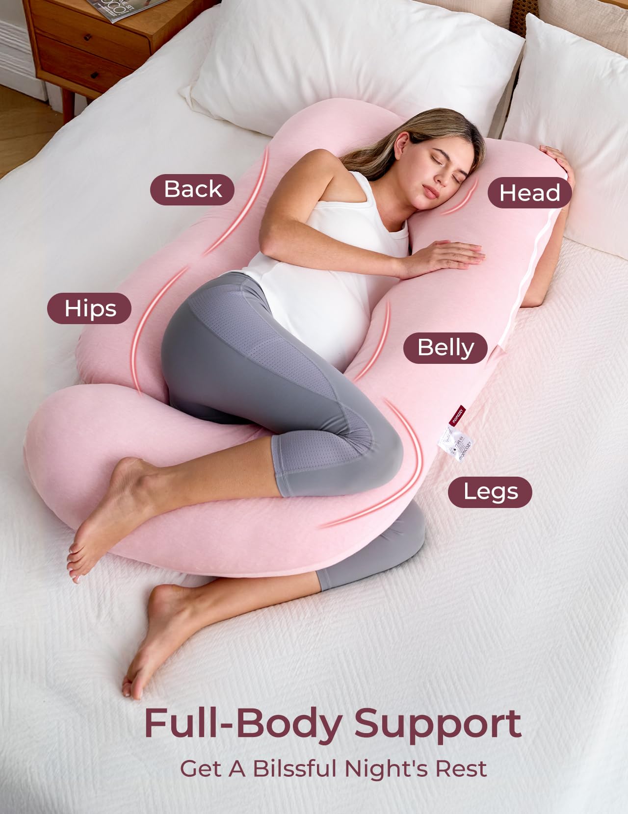 Momcozy Pregnancy Pillow for Sleeping - U Shaped Full Body Maternity Pillow