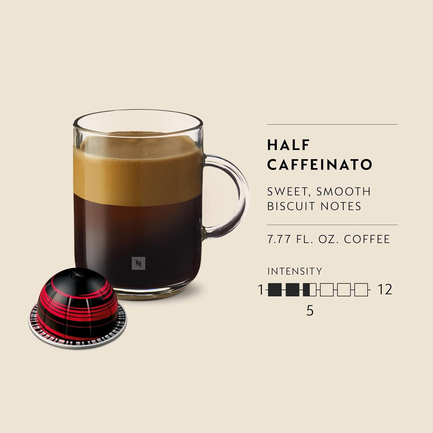 Nespresso Vertuo, Melozio Decaffeinato, 30-Count Espresso Pods